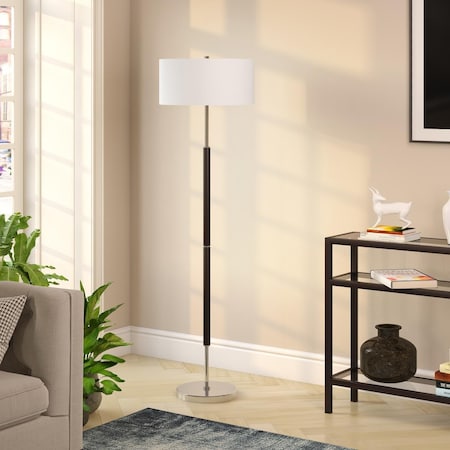 Henn & Hart Simone Matte Black & Polished Nickel 2-Bulb Floor Lamp FL0158